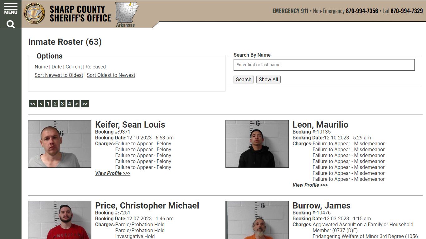 Inmate Roster - Current Inmates Booking Date Descending - Sharp County ...